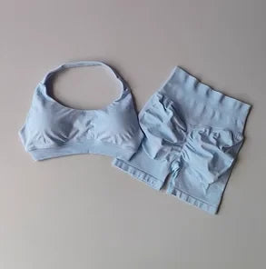 Peach Sports Bra and Shorts Set